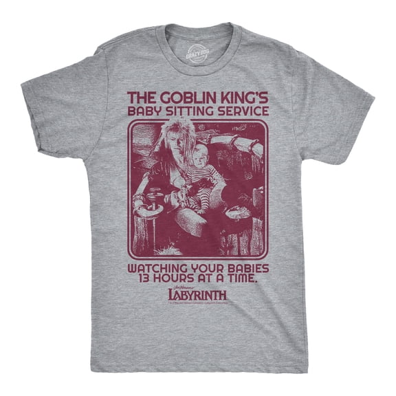 Mens Funny T Shirts The Goblin Kings Babysitting Service Jim Henson's Labyrinth Movie Tee For Guys Graphic Tees