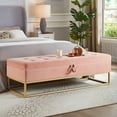 thumbnail image 6 of GZXS 58.6" End of Bed Bench, Button Tufting Design Velvet Upholstered Storage Bench with Gold Metal Base, for Bedroom, Window, Entryway, Living Room, Holds up to 500lbs, Pink, 6 of 9