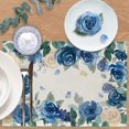 thumbnail image 3 of Spring Summer Floral Flower Placemats Set of 4, Blue White Rose Butterfly Dining Place Mats Table Decor, Seasonal Home Kitchen Decoration 12 x 18 Inch, 3 of 6