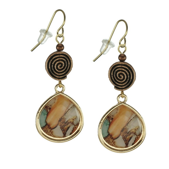 Beautiful Multi Color Copper Swirl Handmade Teardrop Earrings – Hypoallergenic Earwires