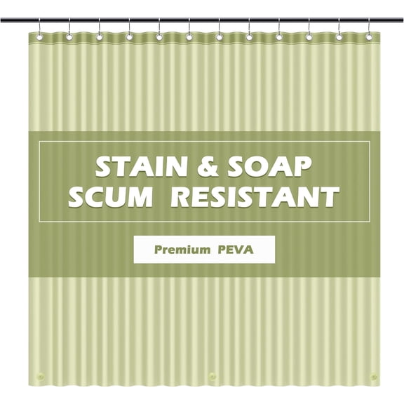 Sage Shower Curtain Liner 72x72, PEVA Waterproof Bath Curtain, Odorless, 3 Weighted Magnets, Rustproof Metal Grommets, Durable Bathroom Accessory