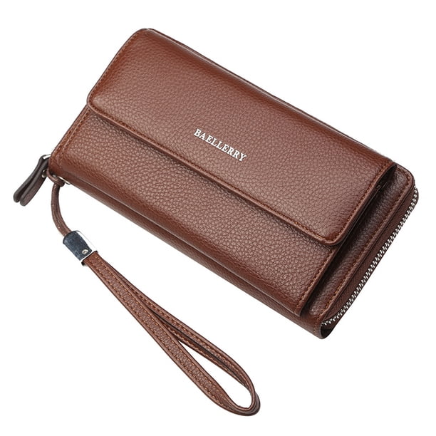 Cartera de hombre, informal, de negocios, de gran capacidad, tipo sobre, con estampado de lichi, tarjetero, tipo sobre