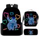 thumbnail image 1 of New style cartoon Stitch schoolbag three-piece elementary and middle school students backpack, 1 of 1