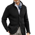 thumbnail image 2 of Chaqueta de Hombre Cuello en V Casual Cuello Alto Moda Cálida Mantener Color Puro Chaqueta Masculina para Citas Fiesta Negro L, 2 of 6