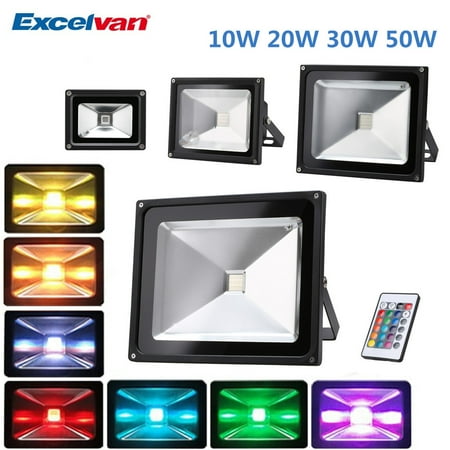 Excelvan Remote Control Rgb Led Flood Lights Outdoor Garden Excelvan 50w Remote Control Rgb Led Flood Lights 16 Colours Changing 4 Modes