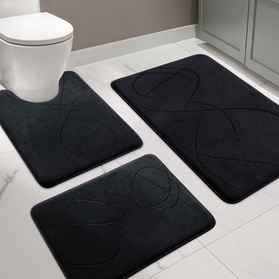 ChakmeOne Memory Foam Bath Mat, Bathroom Rugs Sets 3 Piece - Super Soft Absorbent Non Slip Bath Mat for Tub & Shower Floor, Toilet Rug & Carpet for Bathroom Decor