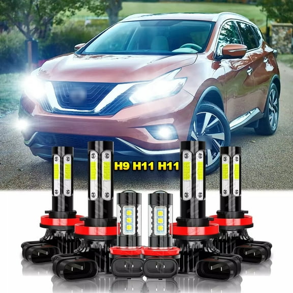 For Nissan Murano 2015-2018 LED Headlight  High Low Beam Fog Light Bulbs Kit 6000K Pure White 6 Pack