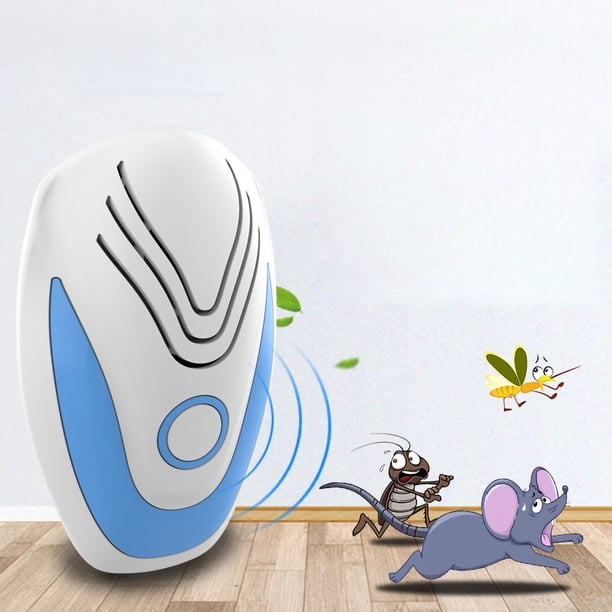 Repelente de ratones de alta potencia, onda ultrasónica, silencioso, bajo consumo de energía, repelente de ratones electrónico para el hogar, oficina, enchufe estadounidense azul claro