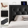 thumbnail image 3 of Honfach Full Bed Frame with Storage Drawers, PU Leather Upholstered Platform Bed Frame with Charging Station, No Box Spring Needed, Heavy-Duty Metal Slats Support, Noise-Free, Easy Assembly, Black, 3 of 7