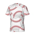 thumbnail image 3 of Yiaed Baseballs Print Mens Short Sleeve Tight Fit T-Shirt, Crewneck Casual Tee-X-Large, 3 of 5