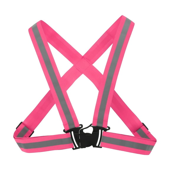 Adjustable Reflective Running vest Gear, High Visible reflective straps fit all ages, Pink