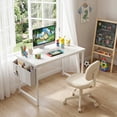 thumbnail image 6 of edx 44" Home Office Desk for Small Spaces, Computer Desk with Storage Bag & Hook, Modern Simple Style Study Writing Table for Bedroom, White, 6 of 8