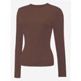 thumbnail image 2 of Women's Long Sleeve T-shirts Crew Neck Slim Fit Layered Crop Tops Soft Basic Tee, 2 of 5