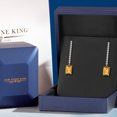 thumbnail image 5 of Gem Stone King 14K Yellow Gold Yellow Citrine and Lab Grown Diamond Dangle Earrings for Women | 3.66 Cttw | Gemstone November Birthstone | Emerald Cut 8X6MM, 5 of 6