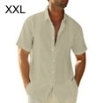thumbnail image 2 of serony Traveling Casual Style Men's Button Down Shirt Summer Pool Party Solid Color Simple Design Slim Fit Tops Daily Clothes Khaki XXL, 2 of 5