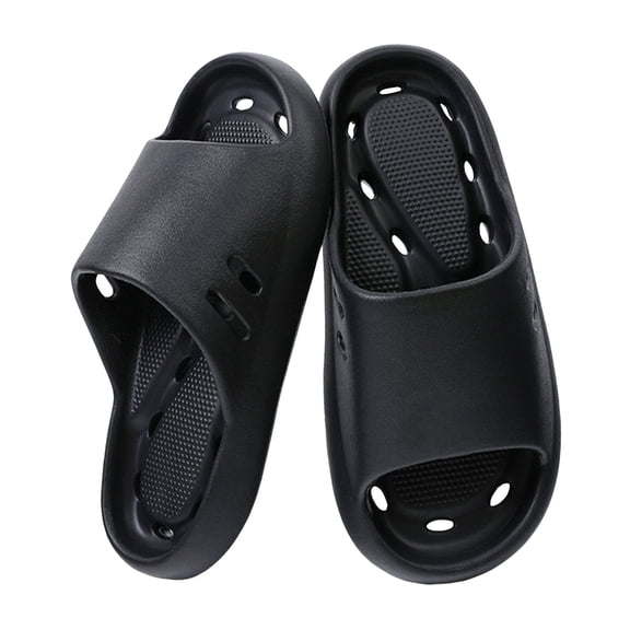 Mepaouo Pillow Slippers for Women Men House Shower Sandals Cushioned Thick Sole Cloud Slides Black 7.5