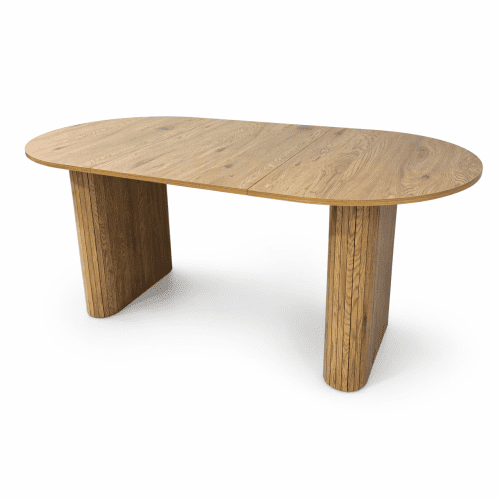 70.8" Oval Dining Table for 4-8 People, Modern Farmhouse Kitchen Table with Wood Strip Base, Natural