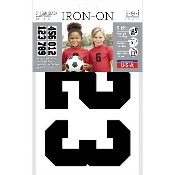 SEI Varsity Number Flock Heat Transfers Iron On Unisex T-Shirt