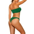 thumbnail image 3 of Women's Bandeau Bikini Sets, Ribbed Bowknot Strapless with Bottoms 2 Piece Swimwear Bathing Suit Swimsuit Large Dark Green, 3 of 5