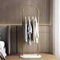 thumbnail image 3 of BUZUEY Gold Clothing Rack, Small Clothes Rack with Marble Base, Heavy-duty Coat Racks Freestanding for Boutiques,Modern garment racks for hanging clothes,Can Hang Jacket Garment, Hat, Scarf 20.5" W, 3 of 8