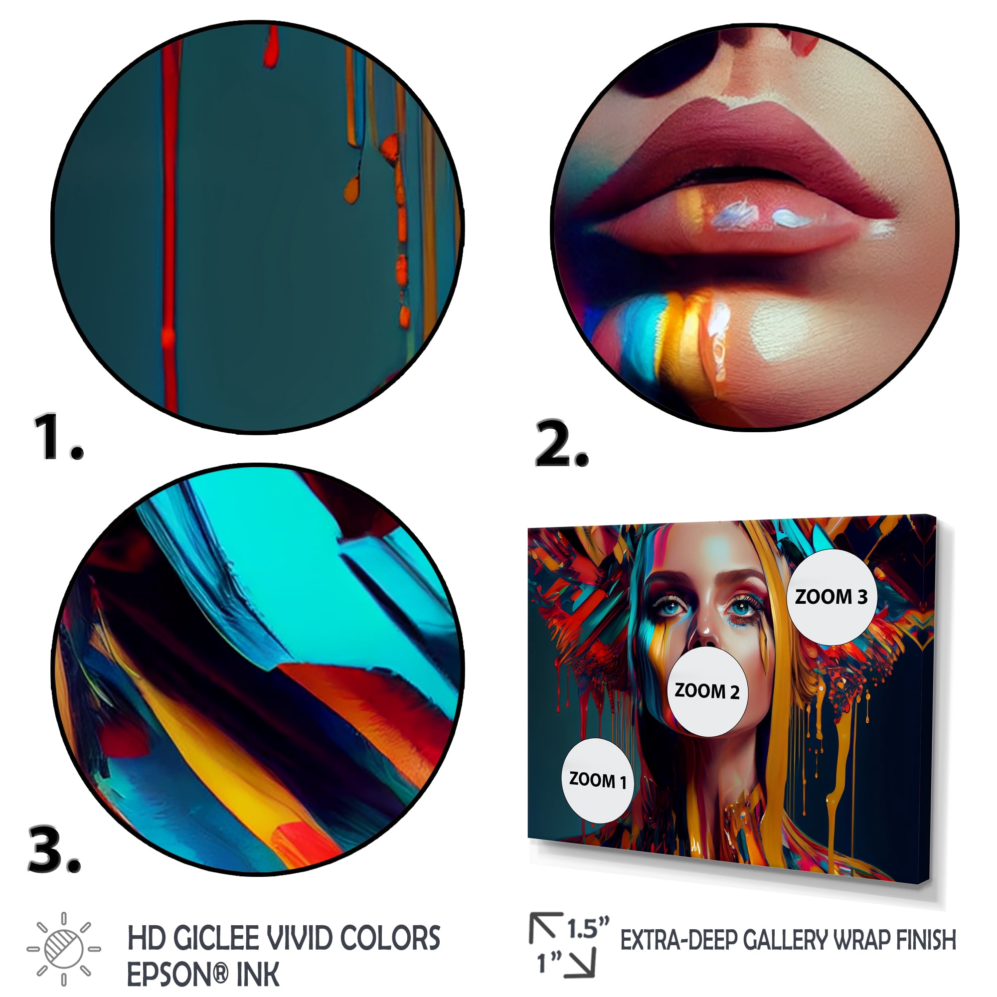 Designart Vibrant Creative Woman Portrait II Canvas Wall Art
