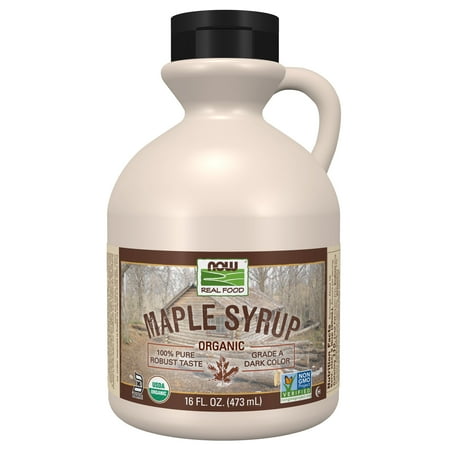 NOW Foods  Certified Organic Maple Syrup  Grade A Dark Color  Certified Non-GMO  Pure  Robust Taste  16-Ounce