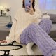 thumbnail image 1 of Conjunto de Pijama de terciopelo para mujer, ropa de dormir holgada, cálida, sencilla, combina con todo, básica, gruesa, para el hogar, Invierno, 1 of 4