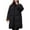 Black, variant on Women's Mid-Length Puffer Coat, Lapel Collar Thickened Winter Jacket, Quilted Cotton Filled Coat, Loose Fit Casual Parka, Warm Long Sleeve Coat Black M