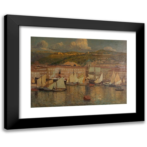 Raoul Frank 14x11 Black Modern Framed Museum Art Print Titled - Summer Evening (Port of Fiume) (1905)