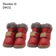 thumbnail image 3 of Billuyoard 4pcs zapatos para mascotas botas de nieve impermeables cuero de la PU calzado de invierno para mascotas Ropa para mascotas rojo Tipo 3 Billuyoard PT000057-13B, 3 of 6