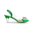 thumbnail image 4 of BLISSFUL STEP Women's Flower Rhinestone Slingback Clear Mid Heel Slip On Sandals Grass Green 7, 4 of 8
