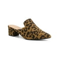 thumbnail image 1 of BLISSFUL STEP Women's Slide Mules Pointed Toe Chunky Heel Leopard 10, 1 of 7