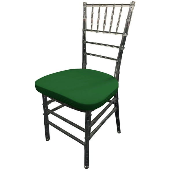 LA Linen Pack4 Spandex Chiavari Chair Cushion Cover,Emerald Green