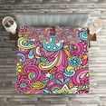 thumbnail image 2 of Ambesonne Groovy Quilted Coverlet 3 Pcs, Funky 60s Fun Retro, King Size, Multicolor, 2 of 2