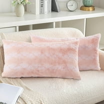 Home Soft Things Ballys Faux Fur 2 Piece Throw Pillow Cover Set - Rose Quartz - 14" x26"