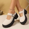 thumbnail image 5 of Women's Mary Janes Shoes Platform Dress Low Heel Chunky Pumps Round Toe Ankle Strap Pumps Shoes Oxfords Esther White 43, 5 of 7