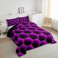 thumbnail image 1 of Geometric Hexagon Twin Bedding Sets for Boys,Neon Purple Honeycomb Quilt Hexagonal Geometry Beehive Comforter Set,Black Simplistic Geometrical Abstract Room Decor, 1 of 6