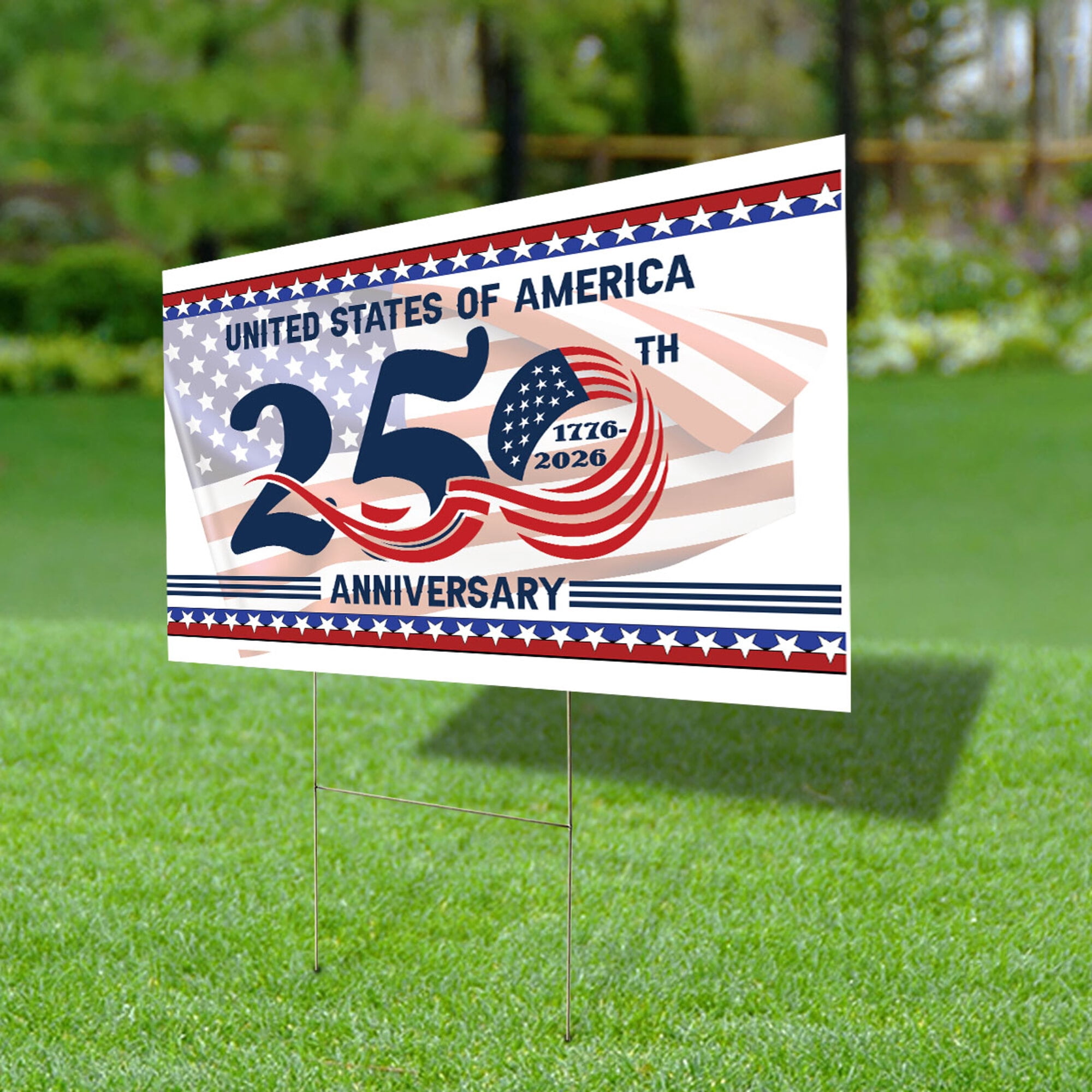 United States of America 250th Anniversary Yard Sign 1776–2026 – Patriotic USA Outdoor Lawn Sign