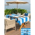 thumbnail image 5 of Outdoor Tablecloth with Umbrella Hole for Patio/Picnic/Party/Camping, Blue Striped Truck Waterproof Table Cloth Rectangle Table Cover Washable, Farmhouse Stripes Modern Art (54"x 80"), 5 of 8