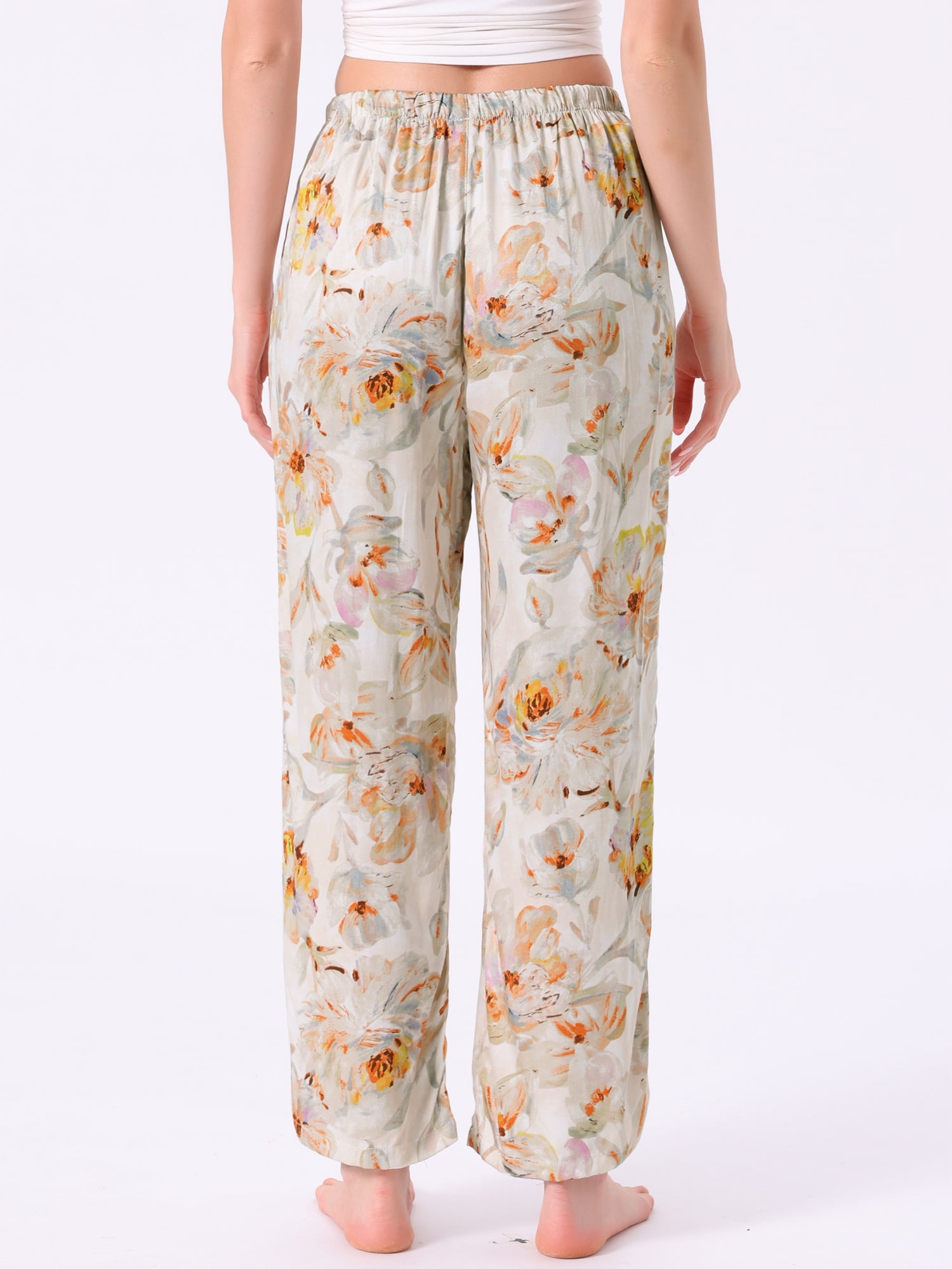 DARING DIVA Women's Floral Dot Pattern Wide Leg Pants with Pocket XL Floral