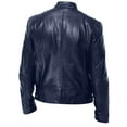 thumbnail image 4 of BLTIBY Mens Leather Jacket Fall Winter Solid Color Stand Collar Vintage Motorcycle Biker Jackets Long Sleeve Casual Coat Outwear with Pockets Dark Blue 4XL, 4 of 4