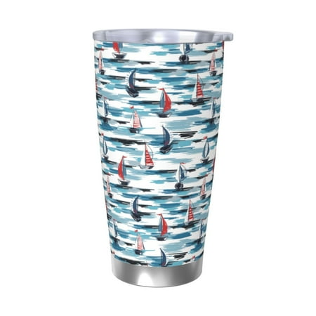 

Tideii Boat In Ocean for 20OZ Car Cup Stainless Steel Cold and Hot Cup with Lid Suitable for Outdoor and Home Unisex-Without Straw