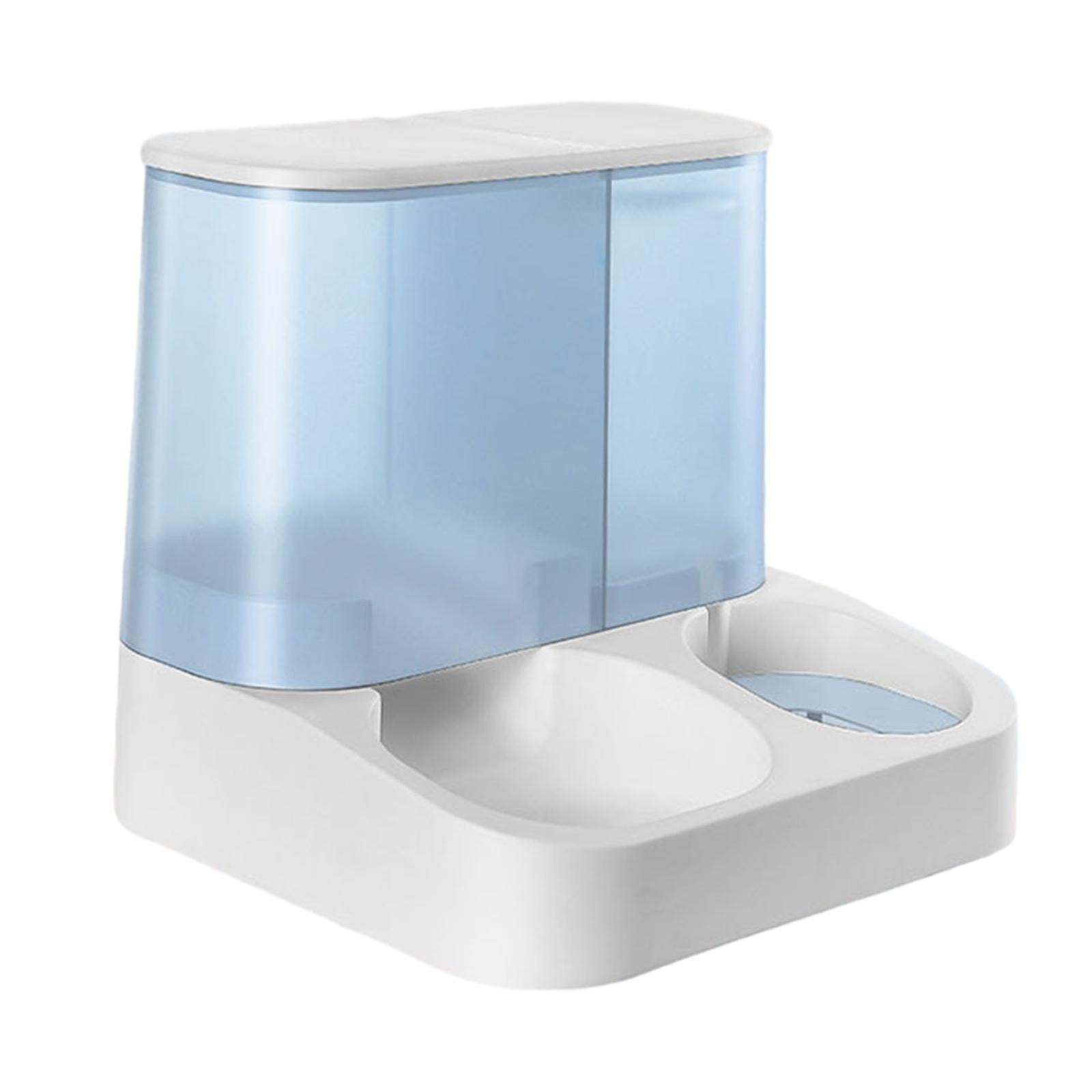 2 in 1 Design Pet Food and Water Dispenser, Automatic Feeder, Cat Food and Water Dispenser for Rabbit Kitten Cat, Easy to Refill Blue