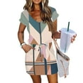 thumbnail image 2 of lcziwo Sundresses for Women Summer Casual Beach Outfits 2025 Trendy V Neck Waist Tie Drawstring Mini Tank Dress with Pockets Multicolor M Dollar Sales, 2 of 4