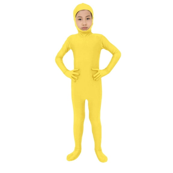 Coerni Orange Jumpsuit for Kids Festival Stretch Plain Unitard Spandex Bodysuit Boys Girls Halloween Open Face Full Body Suit