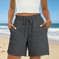 thumbnail image 5 of Axiiglly Plus Size Cotton Shorts for Women Drawstring Elastic Waist Shorts with Pockets Summer Casual Loose Workout Shorts S-3XL, 5 of 9