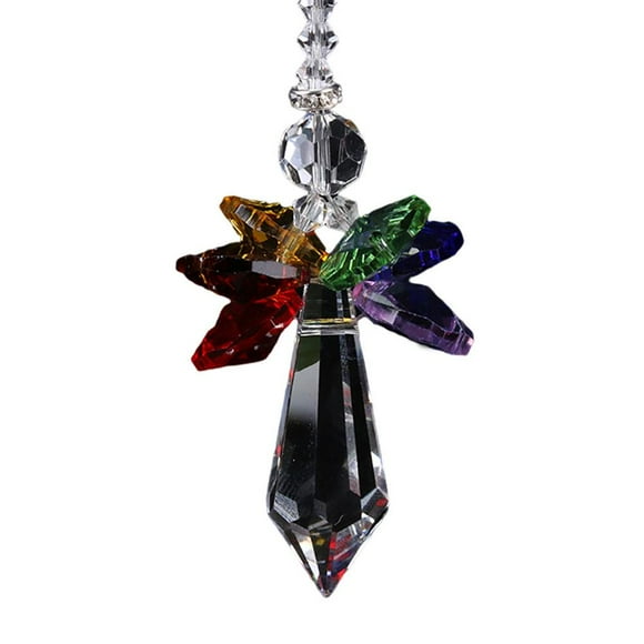 Crystal Suncatcher Angel Rainbow Maker Car‘s Rearview Mirror Hanging Ornament Lucky Charm for Car Home Decor
