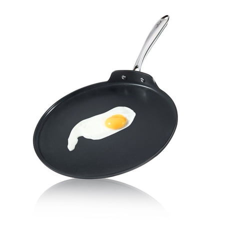 Nonstick Stove Top Crepe Pan| Great for Pancakes  Eggs PTFE/PFOA/PFOS Free 12  Hard-Anodized Non stick Grill & Griddle Pan - Kitchen Cookware  Low Walls  Strong Riveted Handles  Dishwasher Safe - Nut