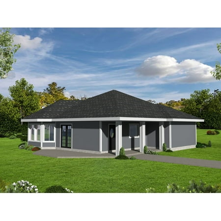 001-3335: Empty-nester Traditional 2 Bed, 2 Bath Luxury Home Plan, 1308 Sq Ft: Full Blueprints with License to Build by Home Plan Marketplace - Lesuto