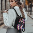 thumbnail image 3 of HELLHERO Rainbow Butterfly Rose Pattern Mini Backpack, Front Pocket Polyester Small Backpack for Travel Work, Practical Zipper Cell Phone Backpack, 3 of 8